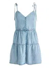 Alice And Olivia Shanti Button Front Tiered Mini Dress Amelia Blue In Blue