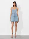 Alice And Olivia Shanti Button Front Tiered Mini Dress Amelia Blue