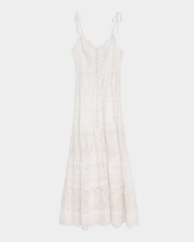 Alice And Olivia Shanti Embroidered Cotton Maxi Dress In Neutral
