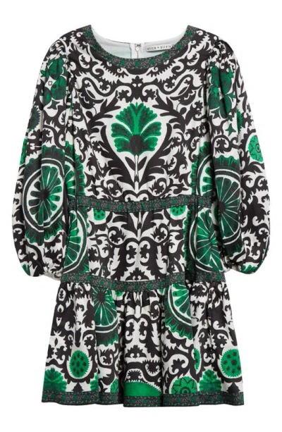 green emerald velvet dress Alice+Olivia Kylan Puff Sleeve Mini Dress in Emerald main image 1