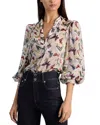 Alice And Olivia Sheila Blouson Sleeve Top In Multi