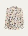 Alice And Olivia Sheila Butterfly-print Blouse In Multi