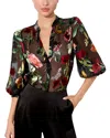 Alice And Olivia Sheila Blouse In Black Floral