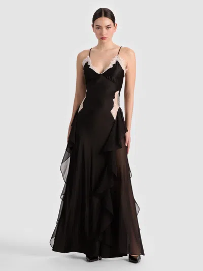 Alice And Olivia Shelba Ruffled Gown In Black