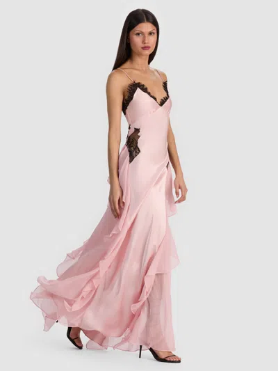 Alice And Olivia Shelba Ruffled Gown In Purple