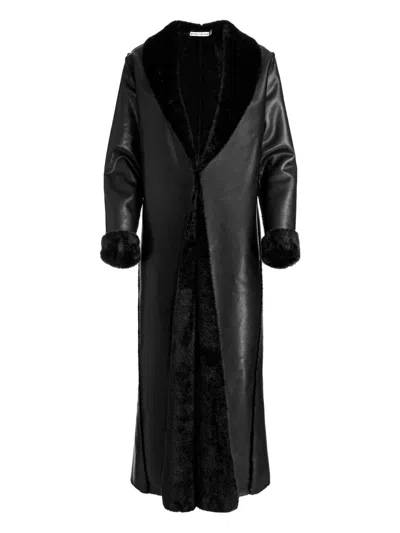 Alice And Olivia Shelby Faux-shearling Maxi Coat In Black