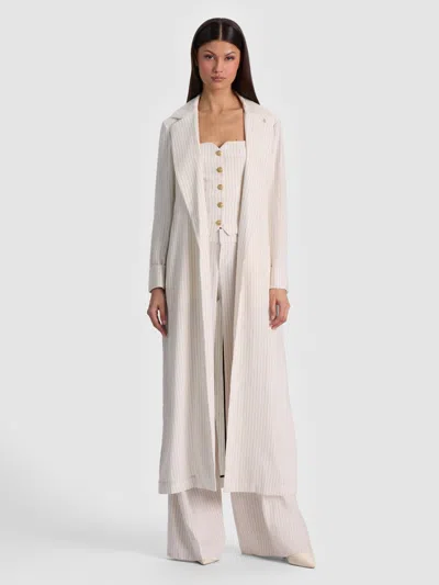 Alice And Olivia Shelia Linen Maxi Blazer In White