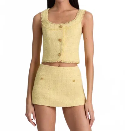 Alice And Olivia Shila Scoop Neck Button Down Corset Top In Butter