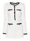Alice And Olivia Shiloh Button-front Patch Pocket Romper In White