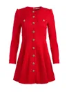 Alice And Olivia Shiloh Long Sleeve Button Front Mini Dress In Bright Ruby