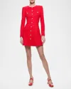 Alice And Olivia Shiloh Long Sleeve Button Front Mini Dress In Bright Ruby