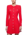 Alice And Olivia Shiloh Long Sleeve Button Front Mini Dress In Bright Ruby