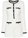 Alice And Olivia Shiloh Button-front Patch Pocket Romper In White