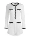 Alice And Olivia Shiloh Button-front Patch Pocket Romper In Off White/black