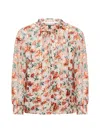 Alice And Olivia Julius Floral-jacquard Organza Blouse In Falling For You Off White