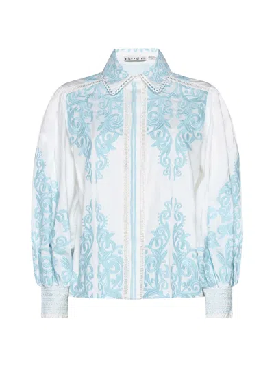 Alice And Olivia Shirt In Off White/spring Sky