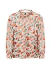 Alice And Olivia Julius Floral-jacquard Organza Blouse In Falling For You Off White