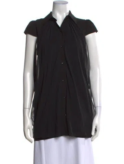 Pre-owned Alice And Olivia Short Sleeve Blouse In Black