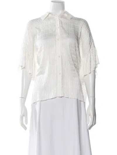 Pre-owned Alice And Olivia Short Sleeve Blouse In Neutral