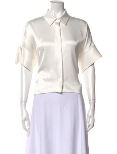 Pre-owned Alice And Olivia Short Sleeve Blouse In Neutral