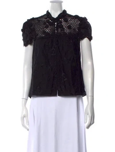 Pre-owned Alice And Olivia Short Sleeve Blouse W/ Tags In Black