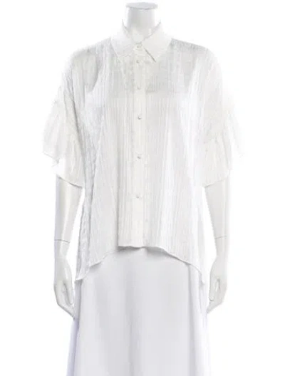 Pre-owned Alice And Olivia Short Sleeve Blouse W/ Tags In White