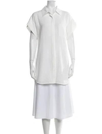 Pre-owned Alice And Olivia Short Sleeve Blouse In White