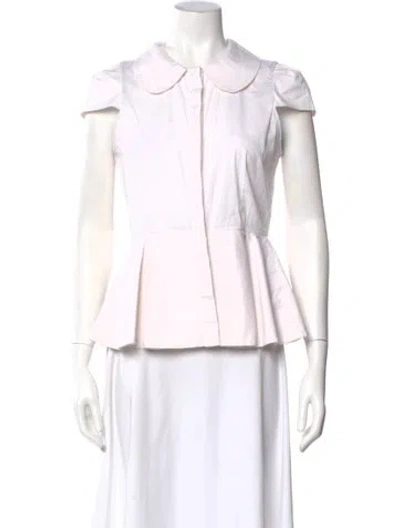 Pre-owned Alice And Olivia Short Sleeve Blouse In White