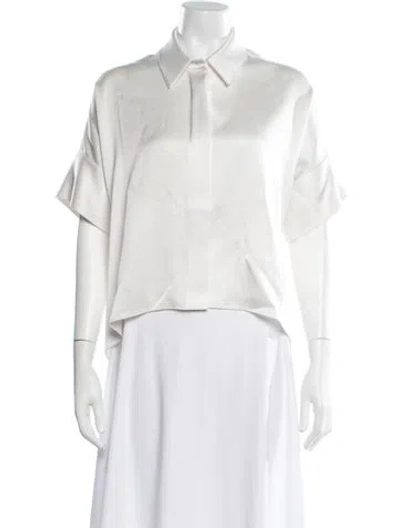 Pre-owned Alice And Olivia Short Sleeve Blouse In White