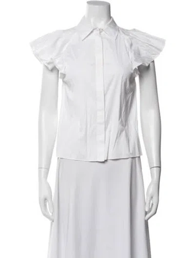 Pre-owned Alice And Olivia Short Sleeve Blouse In White