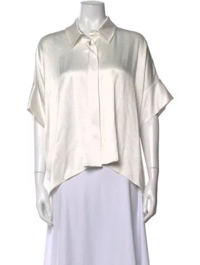 Pre-owned Alice And Olivia Short Sleeve Blouse In White