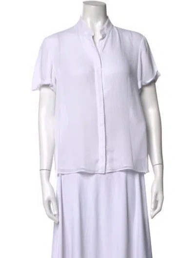 Pre-owned Alice And Olivia Short Sleeve Blouse In White
