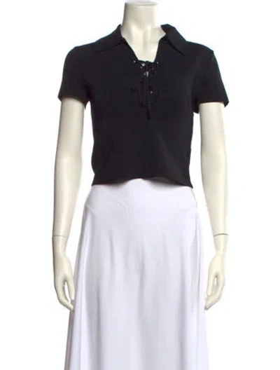 Pre-owned Alice And Olivia Short Sleeve Polo In Black