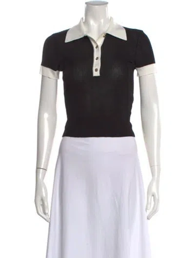 Pre-owned Alice And Olivia Short Sleeve Polo In Black