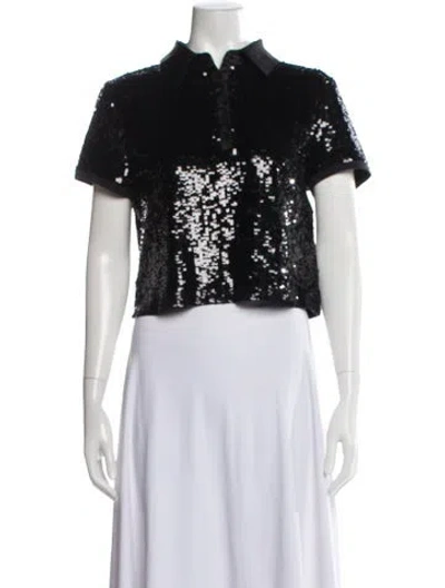 Pre-owned Alice And Olivia Short Sleeve Polo In Black