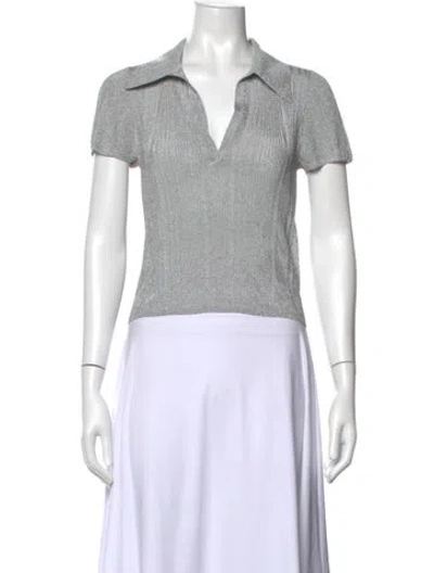 Pre-owned Alice And Olivia Short Sleeve Polo In Grey