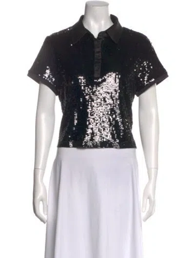 Pre-owned Alice And Olivia Short Sleeve Polo In Silver