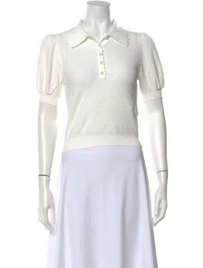 Pre-owned Alice And Olivia Short Sleeve Polo In White