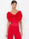 Alice And Olivia Sibella Bow Top In Bright Ruby