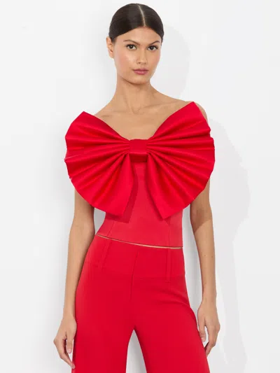 Alice And Olivia Sibella Bow Top In Red
