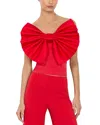 Alice And Olivia Sibella Bow Top In Bright Ruby