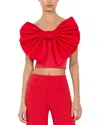 Alice And Olivia Sibella Bow Top In Red