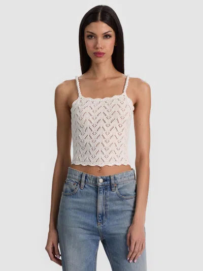 Alice And Olivia Sid Crochet Tank In Neutral