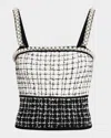 ALICE AND OLIVIA SID EMBELLISHED TWEED TANK TOP