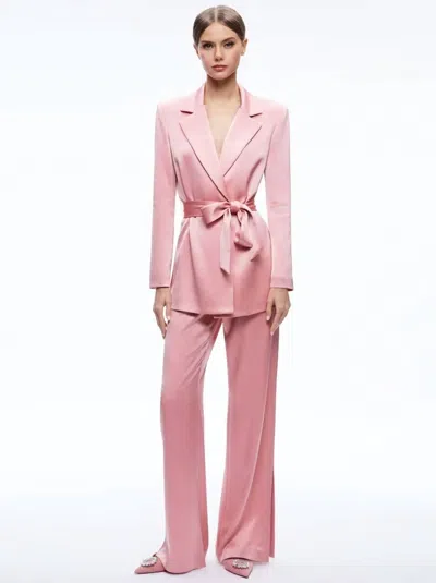 Alice And Olivia Side Slit Pant In Rose In Pink