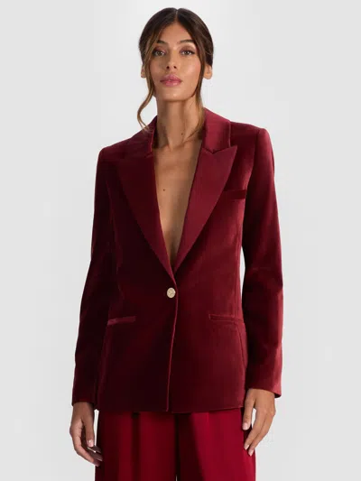 Alice And Olivia Silas Velvet Blazer In Black
