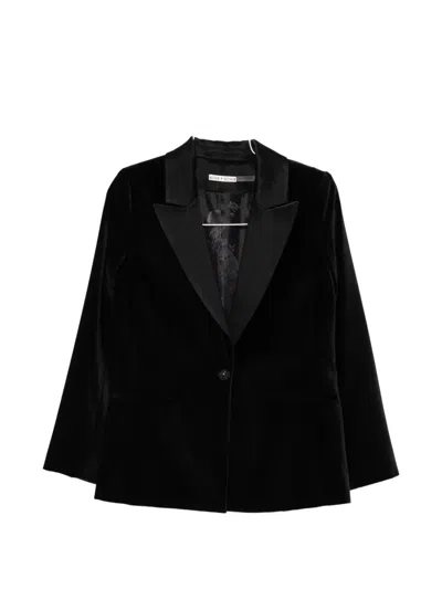 Alice And Olivia Silas Velvet Shawl-collar Blazer In Black