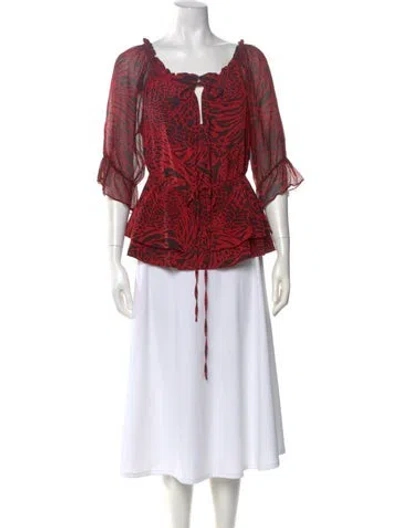 Pre-owned Alice And Olivia Silk Animal Print Blouse In Black