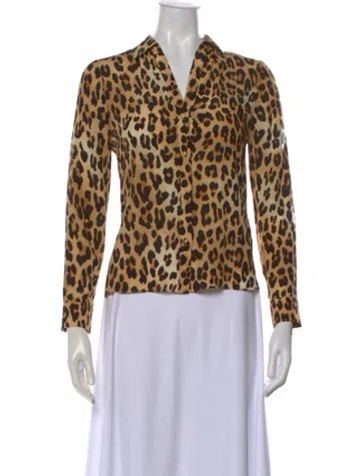 Pre-owned Alice And Olivia Silk Animal Print Blouse In Neutral