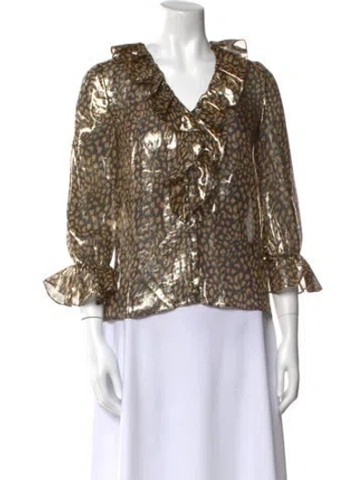 Pre-owned Alice And Olivia Silk Animal Print Blouse W/ Tags